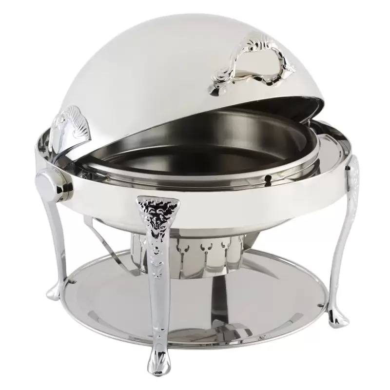 Bon Chef Elite Chafer Round - 2 Gallon - Stainless Steel With Chrome Renaissance Legs