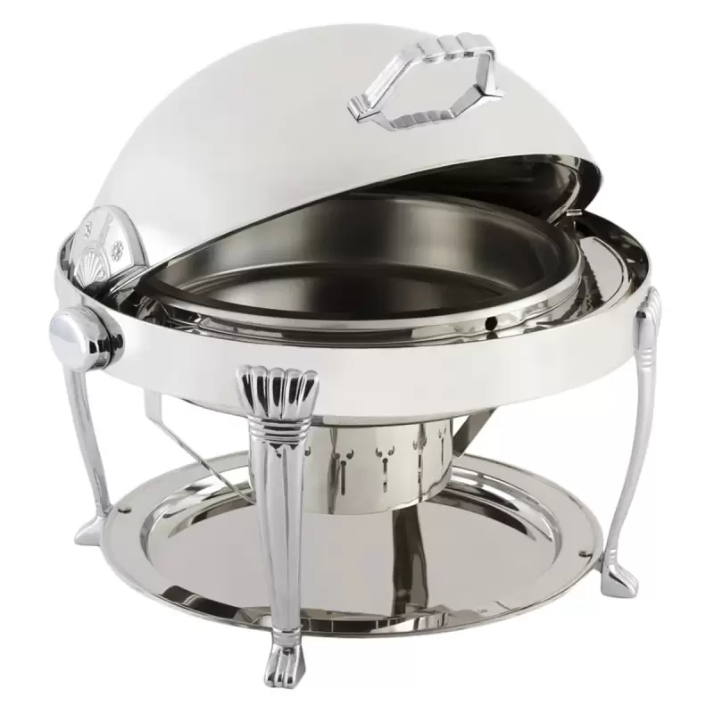 Bon Chef Elite Chafer Round - 2 Gallon - Stainless Steel With Chrome Aurora Legs