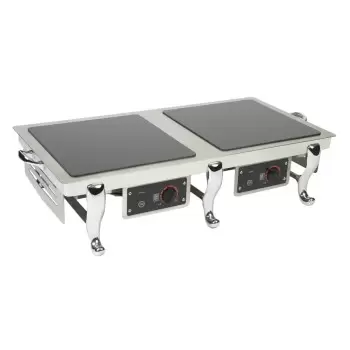 Bon Chef Display Stand 38" x 17" x 8-1/2" - Double - With Two Induction Stove