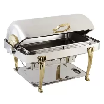 Bon Chef Elite Chafer Rectangular - 2 Gallon - Stainless Steel With Aurora Legs