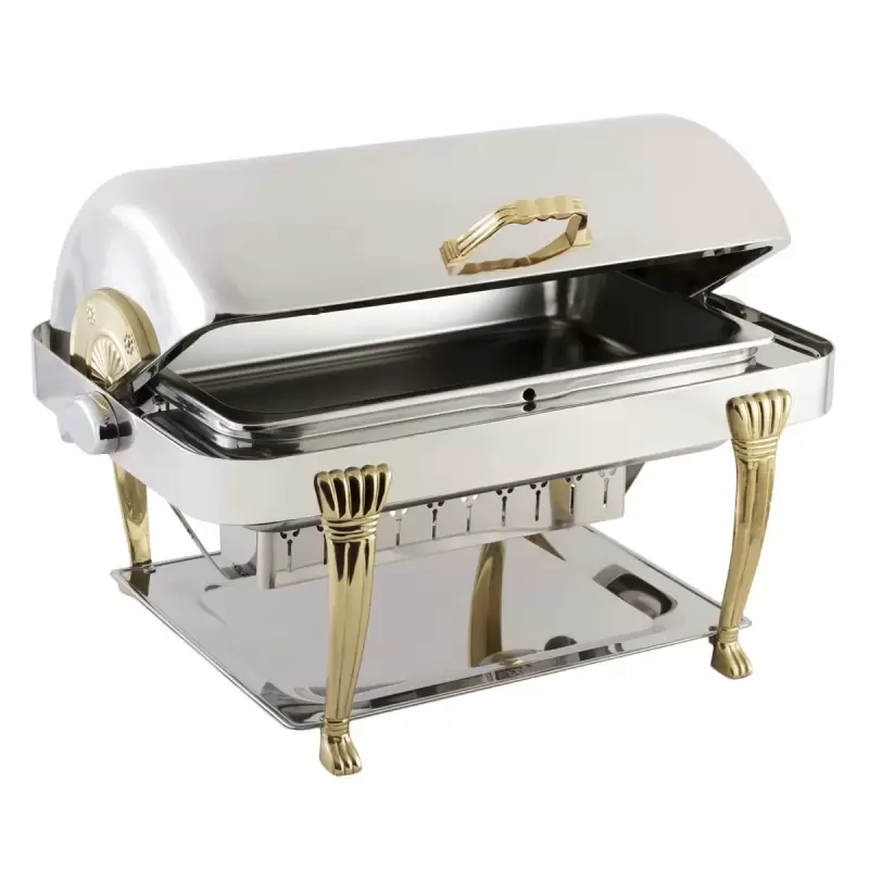 Bon Chef Elite Chafer Rectangular - 2 Gallon - Stainless Steel With Aurora Legs