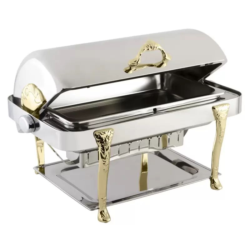 Bon Chef Elite Chafer Rectangular - 2 Gallon - Stainless Steel With Renaissance Legs