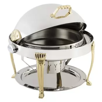 Bon Chef Elite Chafer Round - 2 Gallon - Stainless Steel With Aurora Legs