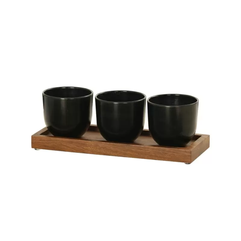 Cal-Mil Sydney Round Black Jar Display - Walnut