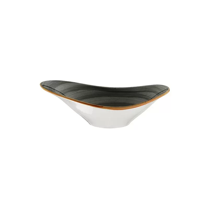 Turgla Bone China Space 11" x 7.5" x h:3.5" 25 oz. Oval Grey Porcelain Bowl