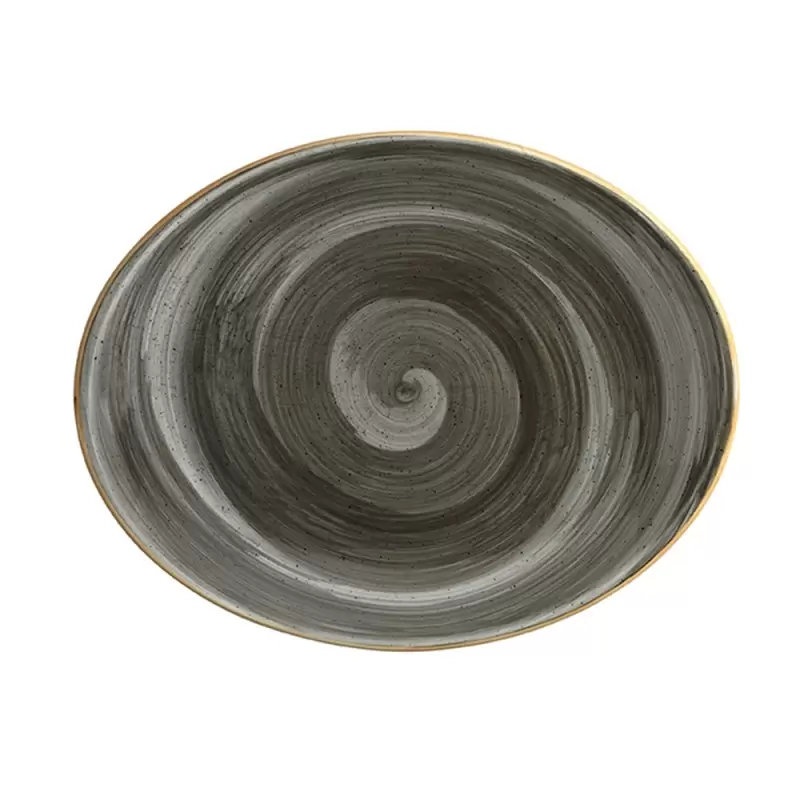 Turgla Bone China Space 12.25" x 9.5" x h:1" Oval Grey Porcelain Platter