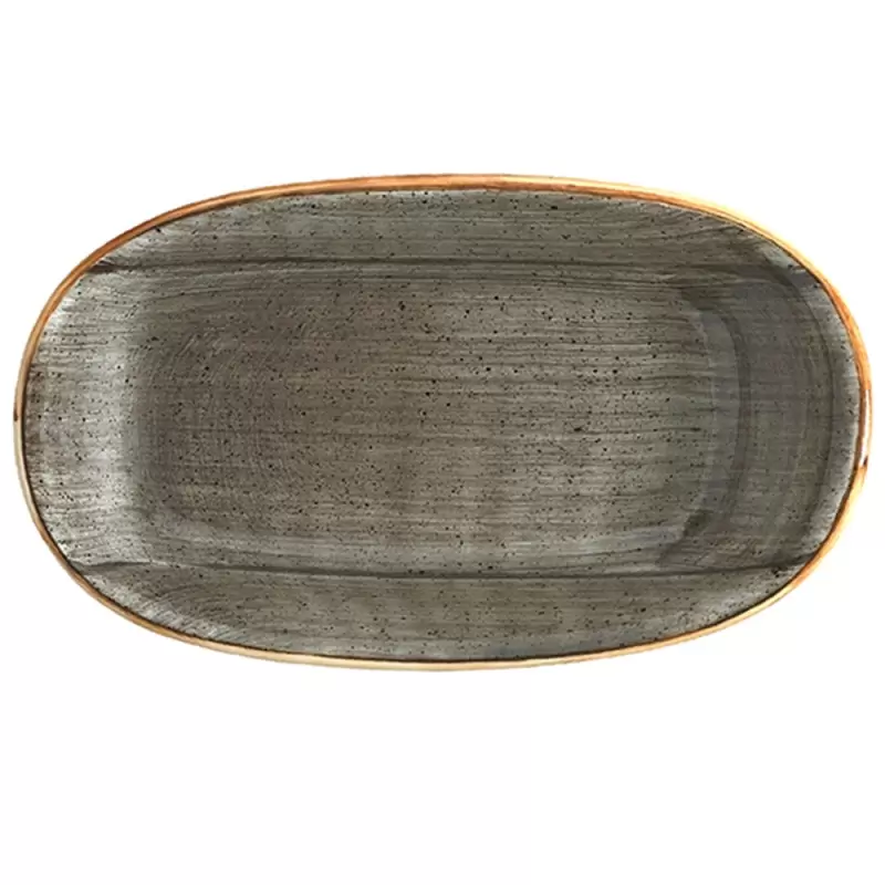 Turgla Bone China Space 13" x 7.5" x h:1.5" Oval Grey Porcelain Platter