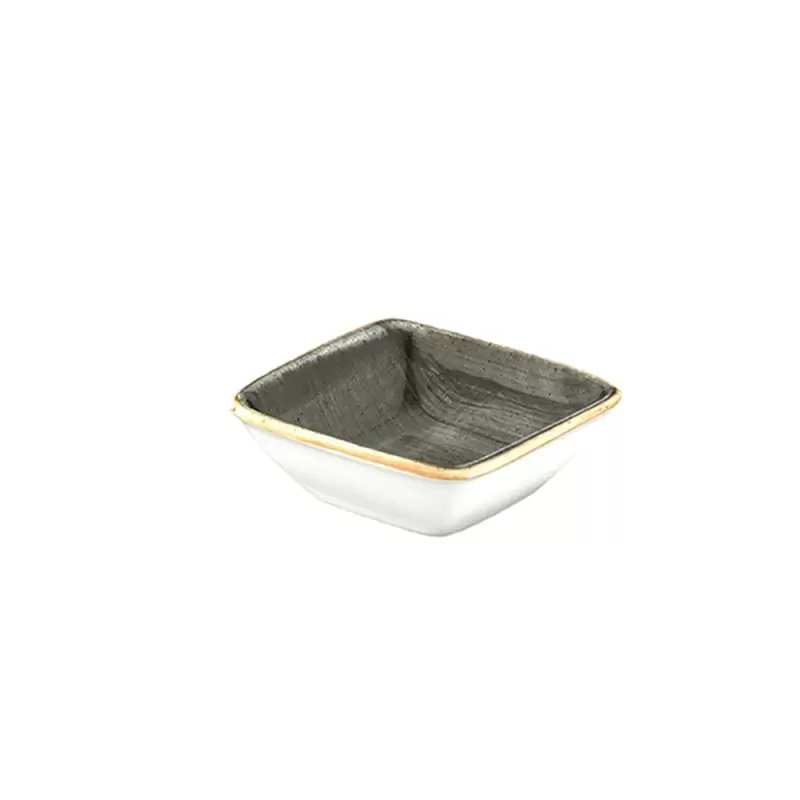 Turgla Bone China Space 3.5" x 3.5" x h:1.25" 1 oz. Square Grey Porcelain Ramekin