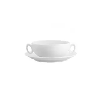 Vista Alegre Broadway White Collection Fine Porcelain Consommé Cup W/ Saucer