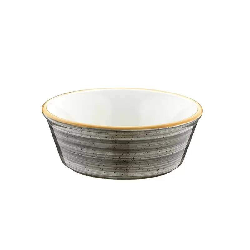 Turgla Bone China Space dia.4.75" h:1.75" 10 oz. Round Grey Porcelain Bowl