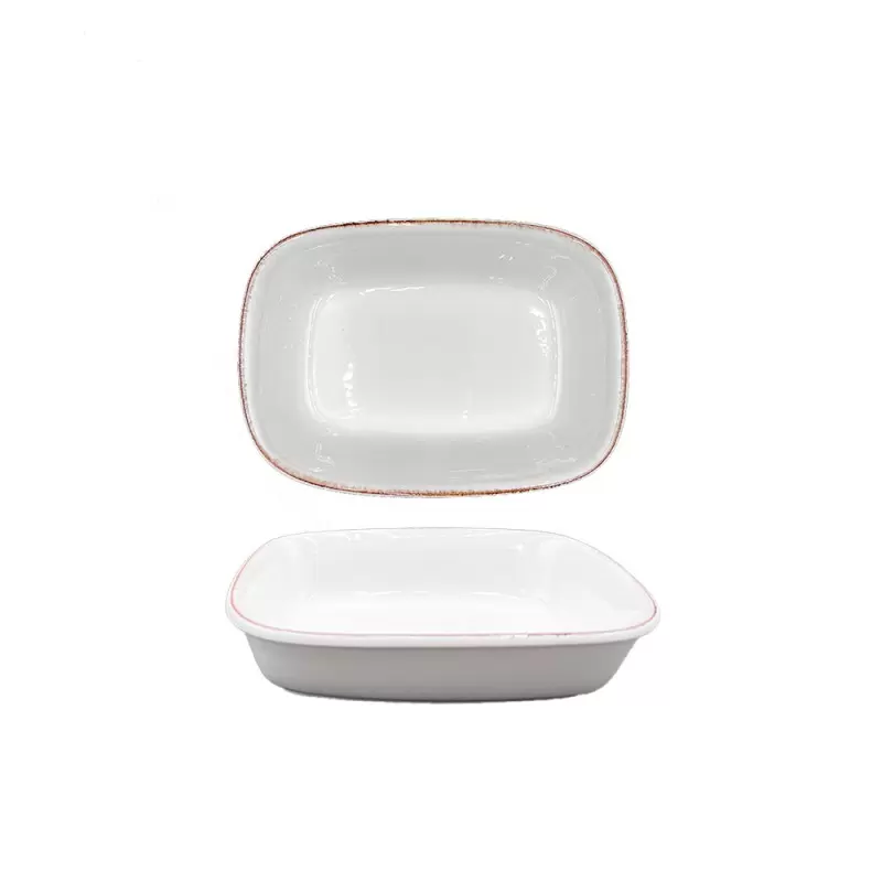 Turgla Bone China Retro 6.5" x 4.5" x h:1.5" 12 oz. Rectangular Decorated Porcelain Deep Plate