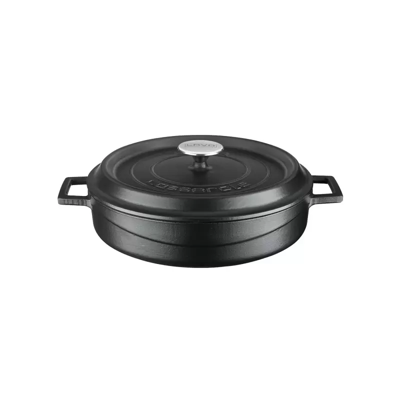 Turgla Cast Iron dia.11" h:2" 3.75 qt. Round Matte Black Cast Iron Dutch Oven