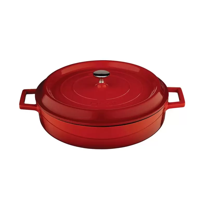 Turgla Cast Iron dia.11" h:2" 3.75 qt. Round Red Cast Iron Dutch Oven