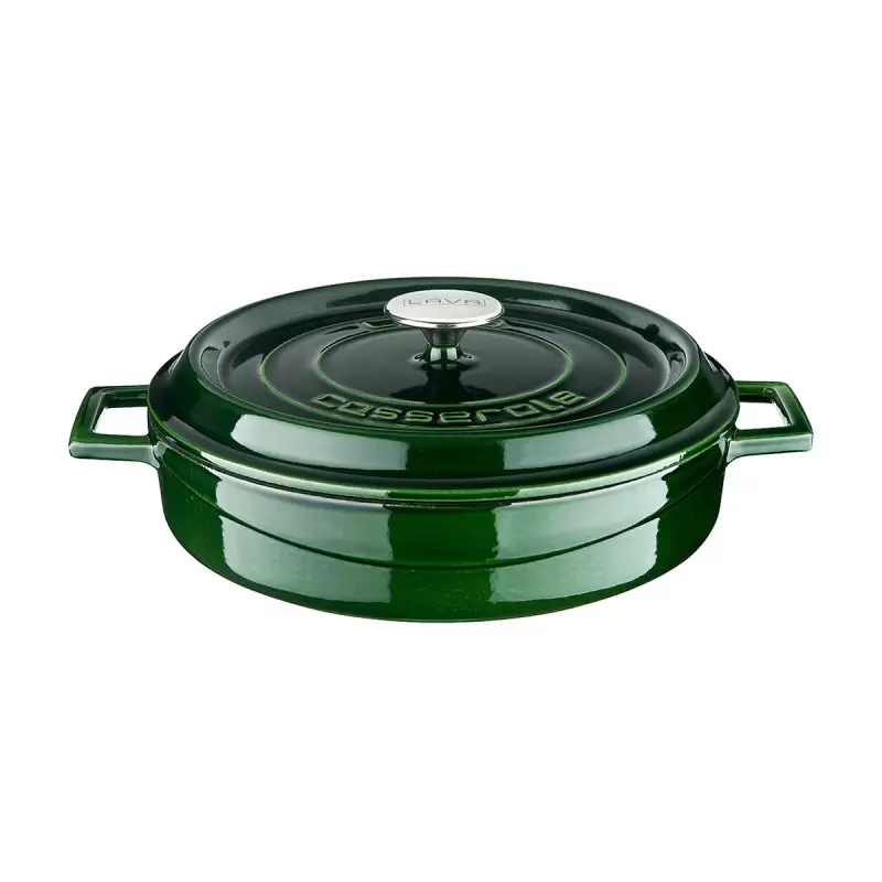 Turgla Cast Iron dia.11" h:2" 3.75 qt. Round Green Cast Iron Dutch Oven