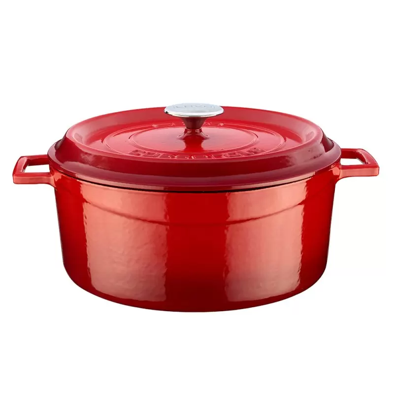 Turgla Cast Iron dia.11" h:5" 7 qt. Round Red Cast Iron Dutch Oven