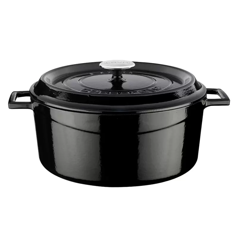 Turgla Cast Iron dia.11" h:5" 7 qt. Round Black Cast Iron Dutch Oven