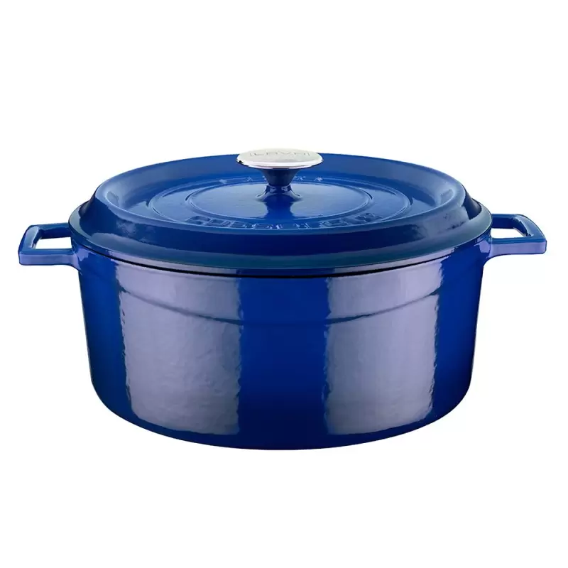 Turgla Cast Iron dia.11" h:5" 7 qt. Round Blue Cast Iron Dutch Oven