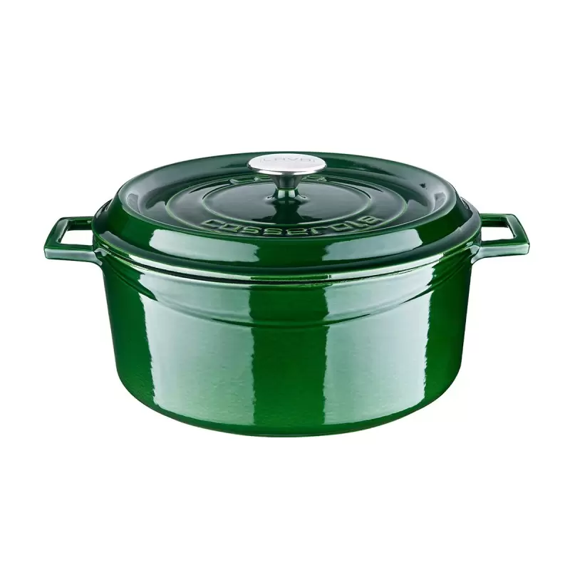 Turgla Cast Iron dia.11" h:5" 7 qt. Round Green Cast Iron Dutch Oven