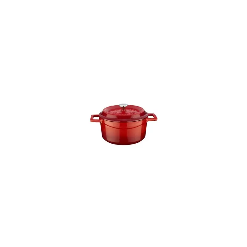 Turgla Cast Iron dia.7.75" h:4" 3 qt. Round Red Cast Iron Dutch Oven