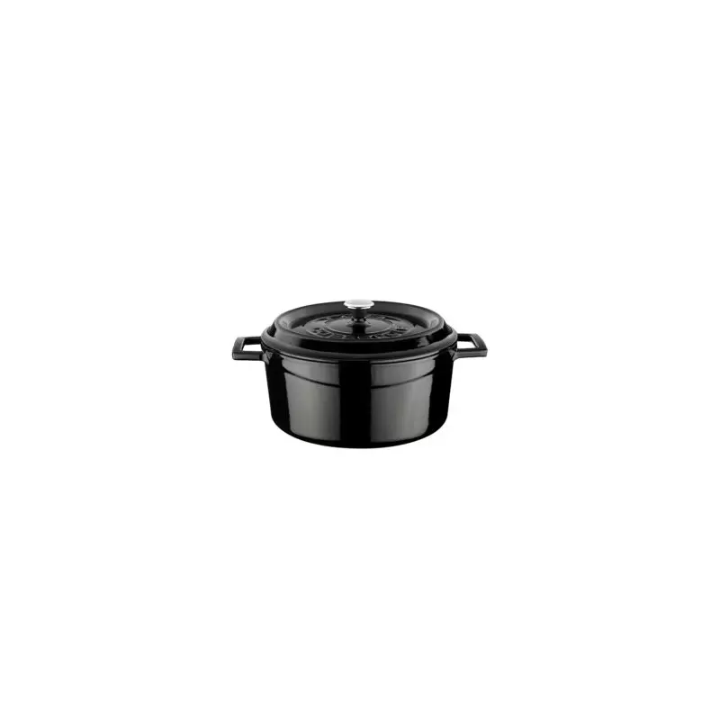 Turgla Cast Iron dia.9.5" h:4" 4.75 qt. Round Black Cast Iron Dutch Oven