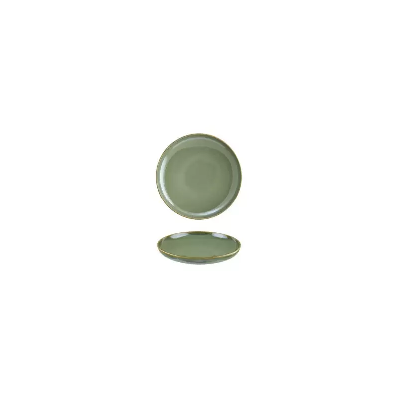 Turgla Bone China Sage dia.9.75" h:2" Round Green Porcelain Deep Plate