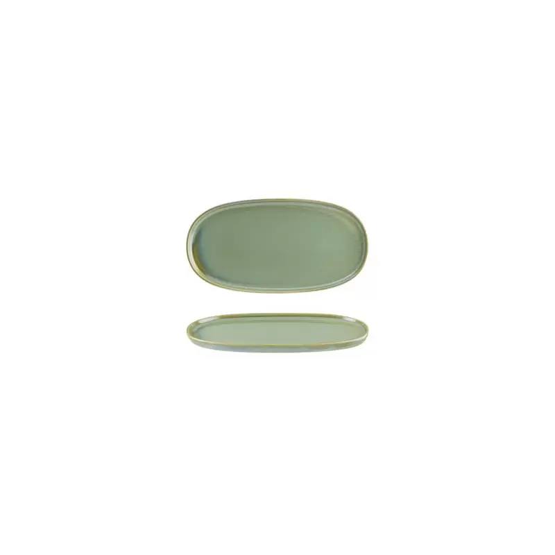 Turgla Bone China Sage 12" x 6.25" x h:0.75" Oval Green Porcelain Platter