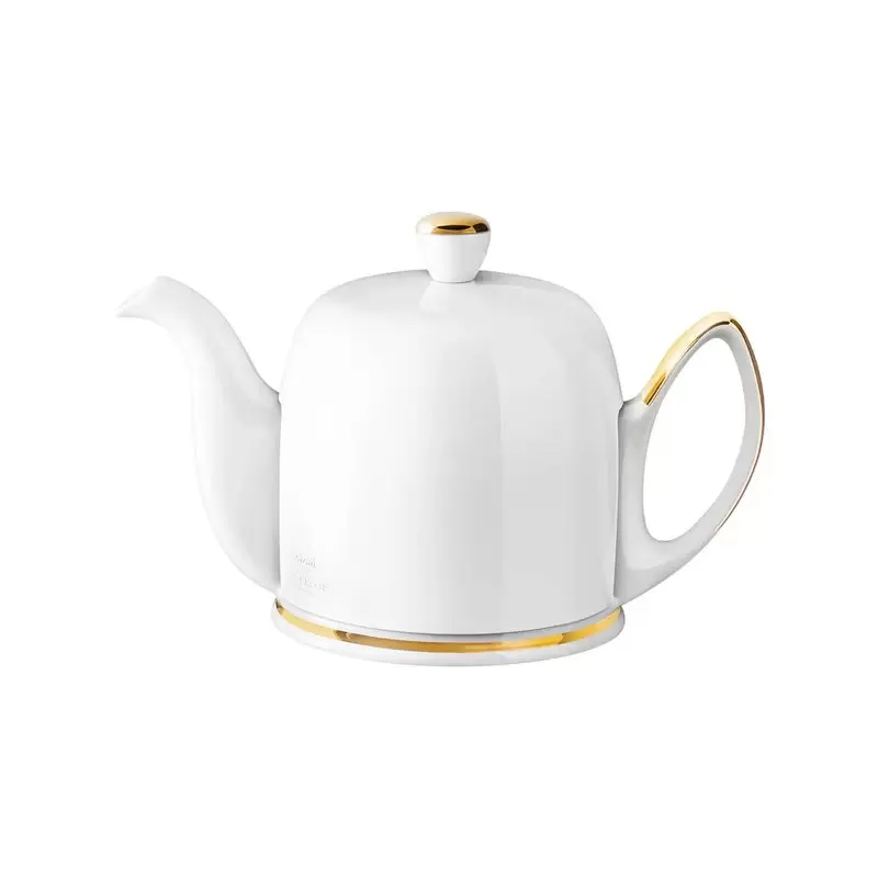 Degrenne Salam Gold Tea Pot 4 Cups White & Gold Body White Lid - h11.1 cm - h 4''3/8 - 70cl - 23oz 11/16