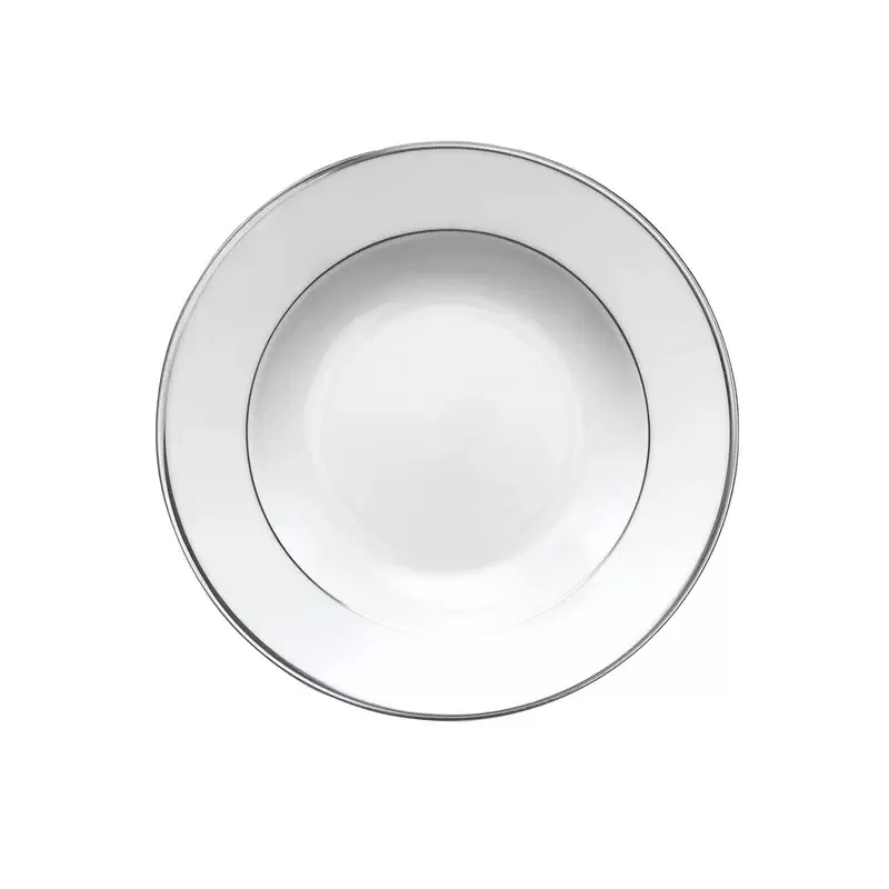 Degrenne Galon Platine Round Soup Plate 22.5 cm - 22.5 cm - 8in 7/8 - Set of 6