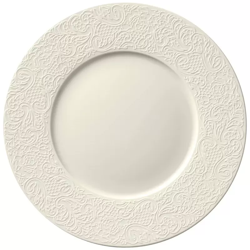 Degrenne Collection L Couture Ivoire Round Presentation Plate W/Wide Rim - 32 cm - 12''5/8 - Set of 3