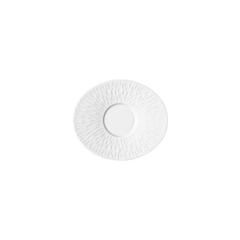 Degrenne Boreal Satin White Oval Coffee Saucer 14 x 12 cm - 14 x 12 cm - 5in 1/2 x 4in 3/4 - Set of 6