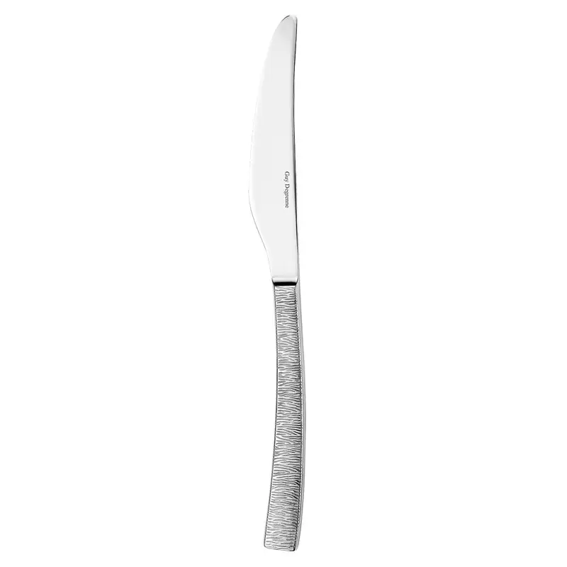 Degrenne Astree Ciselee Stainless Steel Dessert Knife Solid Handle Serrated - 211 mm - 8'' 5/16