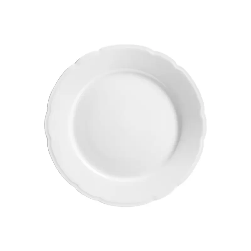 Degrenne Reminiscence White Round Dessert Plate 21.5 cm - 21.5 cm - 8''7/16 - Set of 6