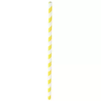 PacknWood Yellow Striped Paper Straws - 8.3'' - 600 Pcs - 600 pcs