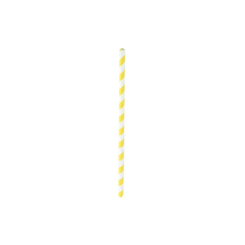 PacknWood Yellow Striped Paper Straws - 8.3'' - 600 Pcs - 600 pcs