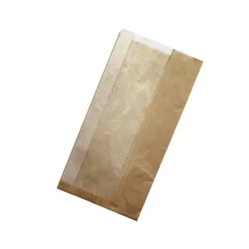 PacknWood Brown Sandwich Bag With Crystal Window - L: 15.74'' W: 7.9'' H: 2.4 - 1000 pcs