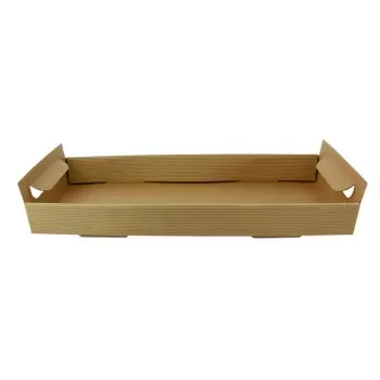 PacknWood Kraft Paper Tray With Handles - 15 x 6 x 1.7'' - 200 pcs