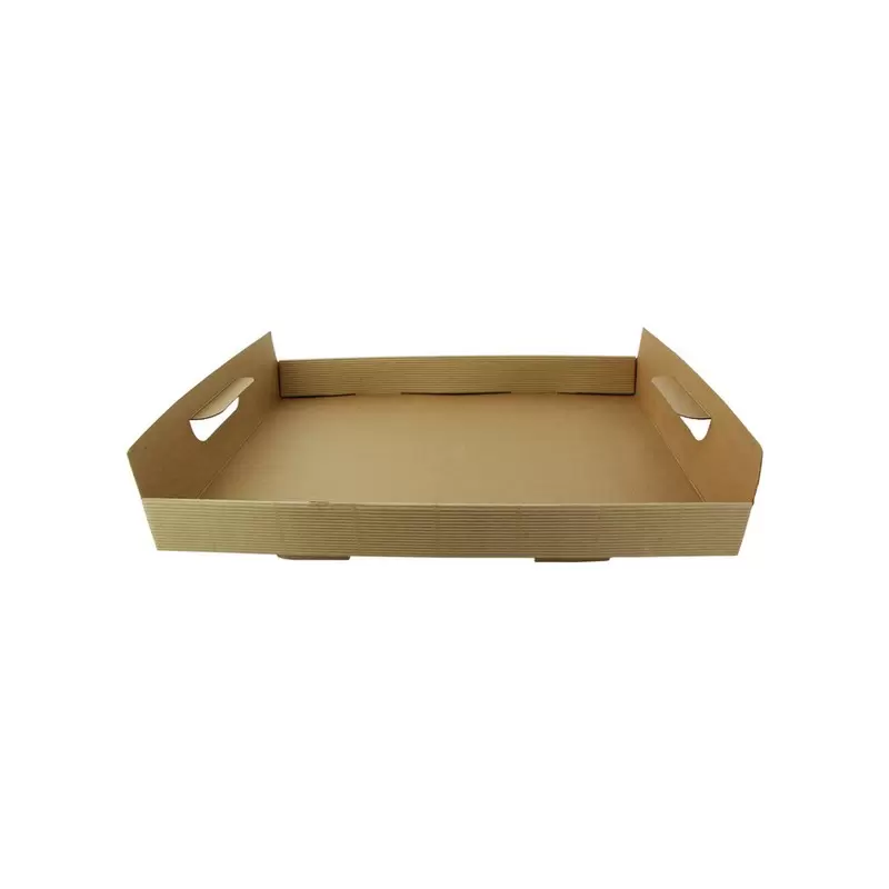 PacknWood Kraft Paper Tray With Handles - 12 x 12 x 1.7'' - 100 pcs