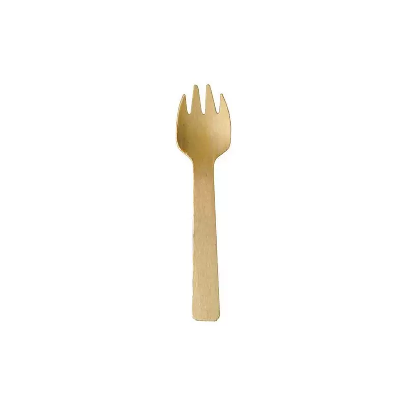 PacknWood Wooden Mini Spork - 4.1'' - 3000 pcs