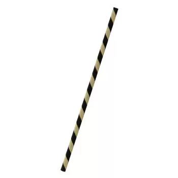 PacknWood Black & Kraft Striped Paper Straws Wrapped - 3000 pcs