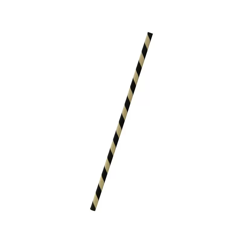 PacknWood Black & Kraft Striped Paper Straws Wrapped - 3000 pcs