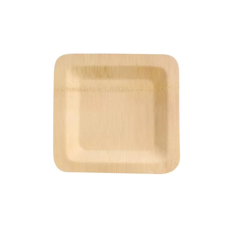 PacknWood Bamboo Veneer Square Plate - 7 x 7" - 50Pcs - 50 pcs