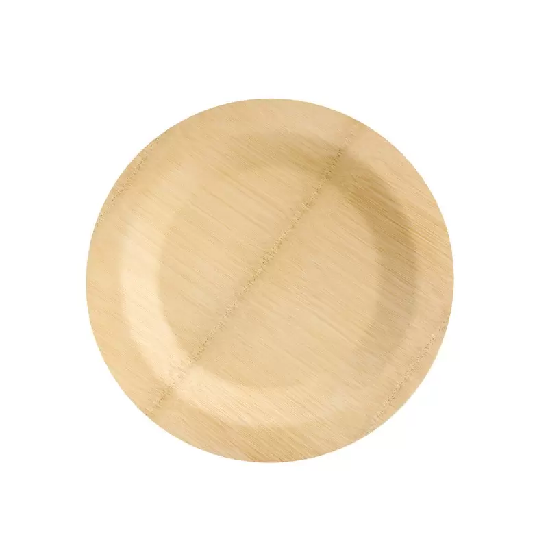 PacknWood Bamboo Veneer Round Plate - Dia: 11" - 50Pcs - 50 pcs