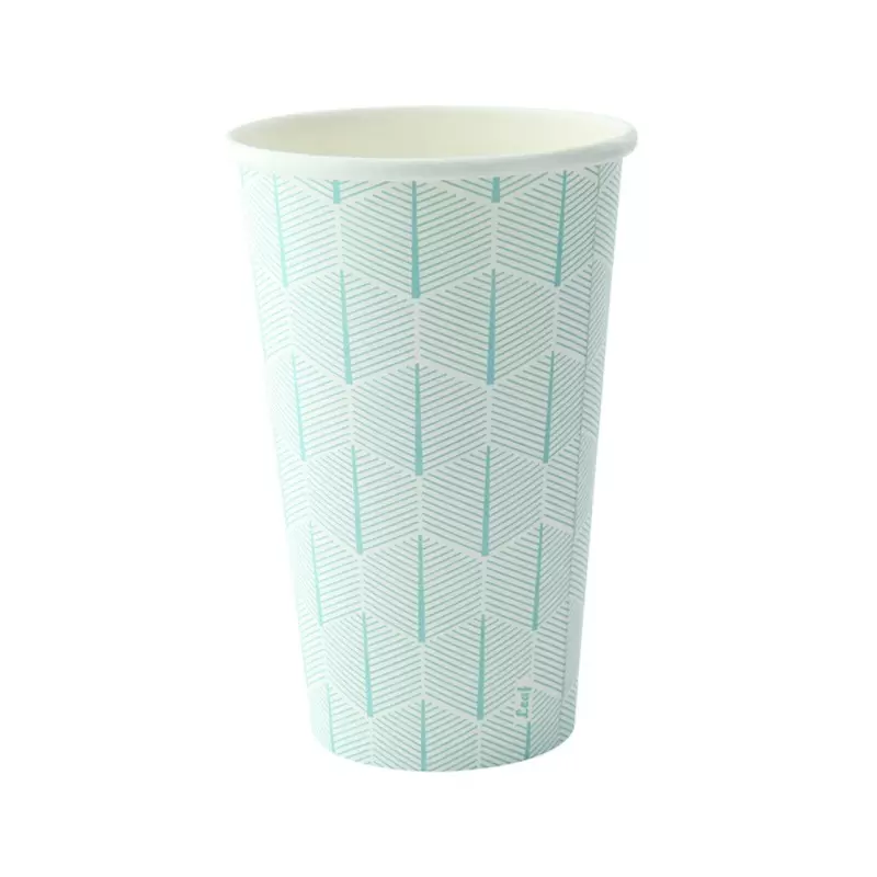 PacknWood Leaf Design Paper Cup - 16oz Diam.3.5'' H:5.4'' - 1000 pcs