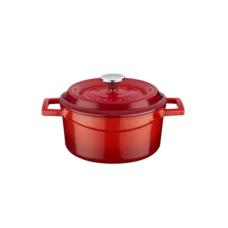 Turgla Cast Iron dia.5.5" h:2" 26 oz. Round Red Cast Iron Dutch Oven