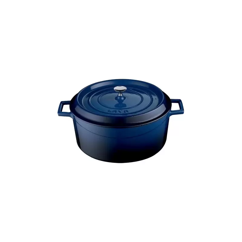 Turgla Cast Iron dia.5.5" h:2" 26 oz. Round Blue Cast Iron Dutch Oven