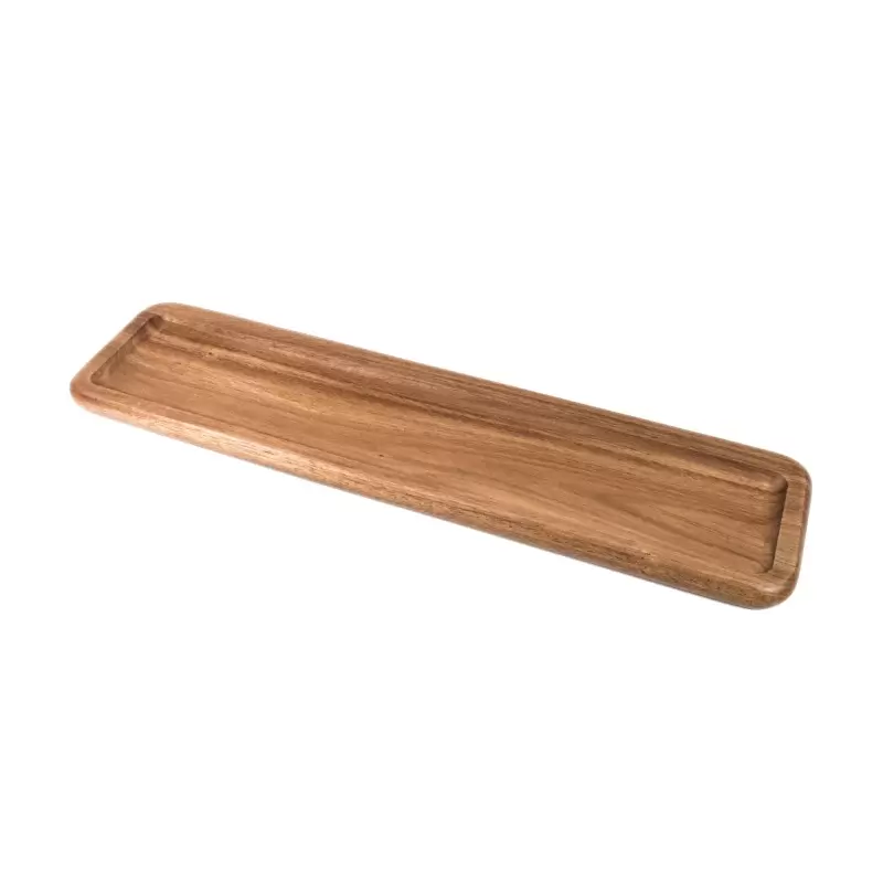 Premium Acacia Dishwasher-Safe Wood Sushi Plate - 16" x 4" - Made in USA