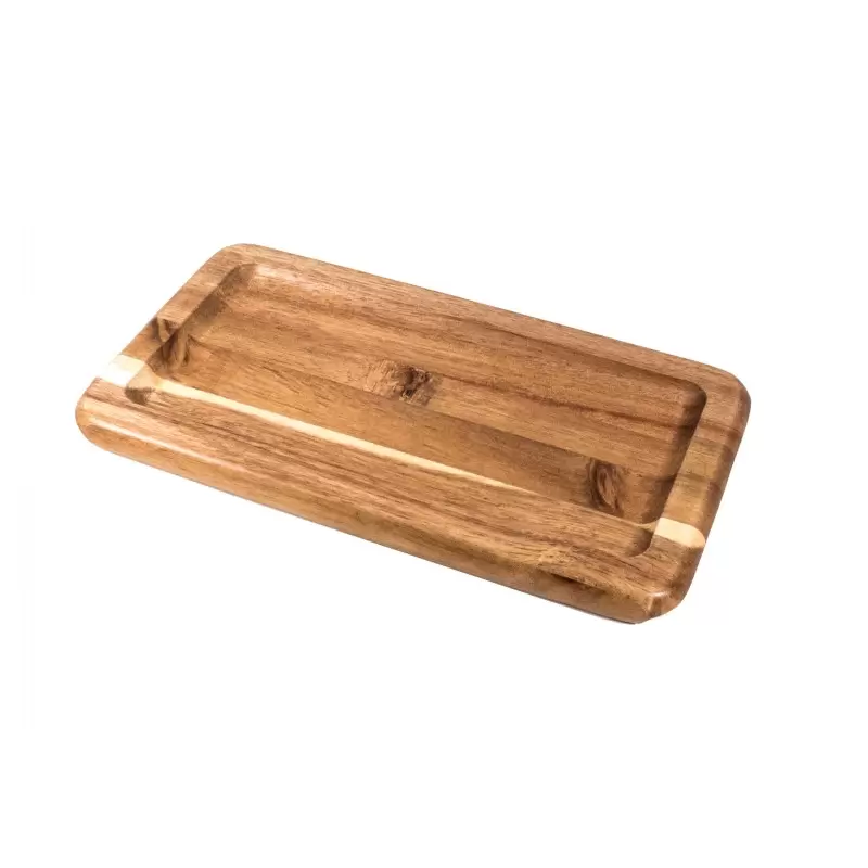 Premium Acacia Dishwasher-Safe Wood Appetizer Plate Short - 10" x 5.5" - Made in USA