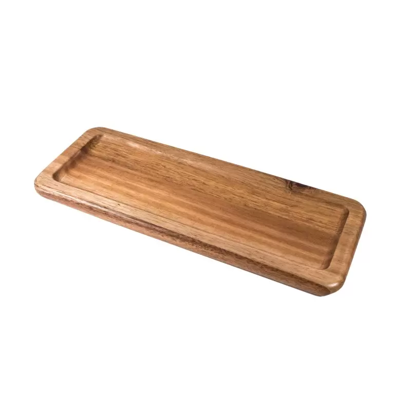 Premium Acacia Dishwasher-Safe Wood Appetizer Plate - 13" x 5" - Made in USA