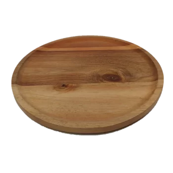 Premium Acacia Dishwasher-Safe Wood Mini Appetizer Plate Round - 8" 5/8" Thick - Made in USA