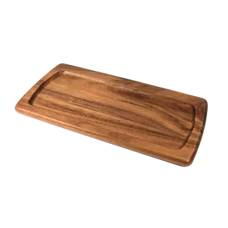 Premium Acacia Dishwasher-Safe Wood Long Plate - 14" x 7" - Made in USA